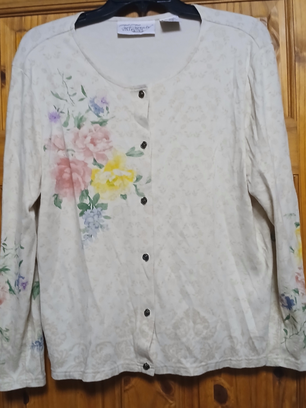 Blair Cream Floral Button-Front Cardigan with Pink Yellow Purple Accents